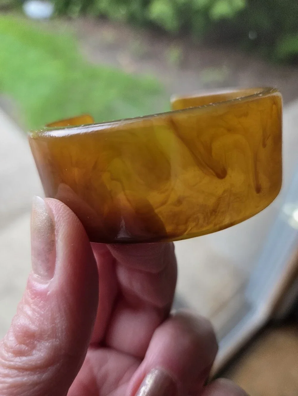 Vintage Bakelite Amber Butterscotch Wide Cuff Bracelet 2.5” Diameter